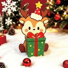 10/20pcs Christmas Reindeer Gift Boxes, Christmas Candy Containers, Cute Deer Paper Boxes, Suitable For Indoor Home, Office, School, Holiday Party Favors - Multicolor - View 4