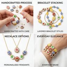 8pcs Hand-Painted Oval Mixed Pattern Ceramic Beads - Flat Oval Vertical Hole Decorative Beads With Multiple Patterns, Suitable For DIY Bracelets, Necklaces And Pastoral Style Jewelry Making - Color Mixing - View 5