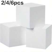 2/4/6 Pieces 8cm/3.15in Polystyrene Foam Cube - Lightweight And Durable, Suitable For Art Projects, Sculptures, Flower Arrangement, Centerpieces And Handicrafts. The Product Is A Regular Square Block With A Simple Design And Smooth Surface - Multicolor - View 1