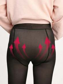 1pc 220g Women's Warm Leggings, Silk-Touch Fleece Lined Tight Pants For Spring, Autumn, Winter Daily Wear - Multicolor - View 5