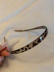 2pcs/1pc Brown-Grey Shiny Leopard Print Elastic Headband, Simple Solid Color, Fashionable Versatile, Elegant Accessory, Suitable For Daily, Casual, Party, Commute, Vacation, Hairstyle Design, Makeup, Outfit Matching And Other Occasions. Headband Hair Accessory, Home Hair Styling Accessory. - Multicolor - View 5