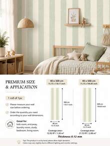 SUPSTICKER 1 Roll Sage Green Striped PVC Wallpaper, Self-Adhesive Waterproof Moisture-Proof, 15.75x78.74/118.11/196.85 Inches, Suitable For Wardrobe Drawers - Multicolor - View 3