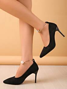 Basic Plain Pointed Toe Women's High Heel Pumps Suitable For Shopping, Party, Dating, Commuting, Fashionable Women's High Heel Shoes - Black - View 4