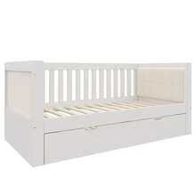Sofa Bed Frame Made Of Wood On Wheels Space Saving White 90 X 190 Cm For Bedroom And Living Room (Mattress Not Included) - White - View 8