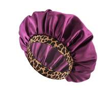 New Leopard Print Elastic Hair Bonnet Fashionable Stretch Round Satin Sleep Cap Beauty Hair Care Hat - A - View 13