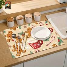 1PC Christmas Element Welcome Mat, Diatomite Absorbent Small Rug, Non‑Slip Floor Mat For Stove Coffee Machine Water Bar Counter, Christmas Halloween Home Decor, Indoor Outdoor Doormat For Front Door Kitchen Area - Multicolor - View 3