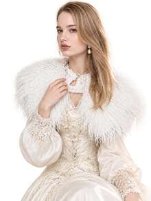1pc Unisex Viking Fur Cape, Medieval Faux Fur Cloak, Renaissance Costume - Multicolor - View 8