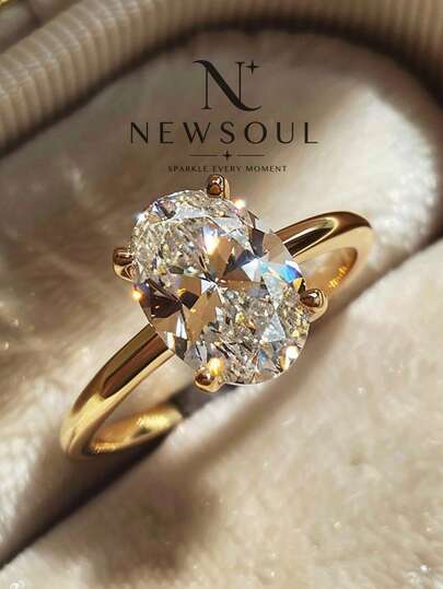 1pc Elegant Luxury Oval Claw Ring, Women's Jewelry Gift, Birthday Gift, Party Gift