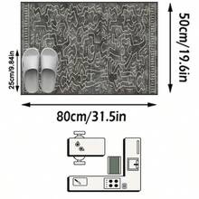 1PC Black & Grey Background With White Line Abstract Graffiti Line Pattern Modern Minimalist Art Long Rug, Abstract Street Style Faux Cashmere Long Rectangular Intertwined Asymmetrical Human Silhouette & Geometric Line Details Machine Washable Bedside Blanket, Suitable For Hallway, Corridor And Kitchen, All Season Home Decor - Multicolor - View 15
