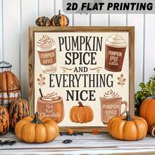 2D Flat, 1pc 2D Flat, Wooden Frame Sign, "Hello, Autumn" Text, With Pumpkin, Autumn Leaves, Berries, Wheat Patterns, Rustic Style Decor, Wall Art, Farmhouse Style, Autumn Home Decor, Decorative Sign And Plaque, Size 5.91 X 5.91 Inches - Multicolor - View 5