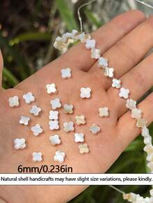 20pcs Natural Freshwater Shell Four-Leaf Clover White Flat Beads 6/8mm, Suitable For DIY Earring, Jewelry Making Accessories - White - View 7
