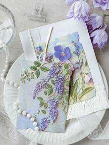 1/23pcs Vintage Botanical Floral Leaf DIY Scrapbook Background Paper, Background Paper, Planner Material Paper, Children's Material Paper, Paper Products, Floral Theme, Back To School Season, Random Style. - Multicolor - View 6