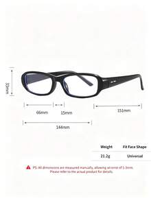 1PC Men's Casual Oval Black Fashion Plain Lens Glasses, Suitable For Daily Wear, Decoration And Street Photography - Multicolor - View 4