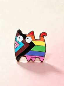 Cute Multicolor Cat Enamel Pin, Cartoon Kitty Lapel Brooch Badge For Backpacks Jackets Clothing Accessories Gift - Multicolor - View 7