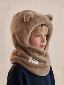 Cute Bear Thickened Outdoor Scarf Face Mask Integrated Ear Protection Hat Cycling Lei Feng Hat - Multicolor - View 4