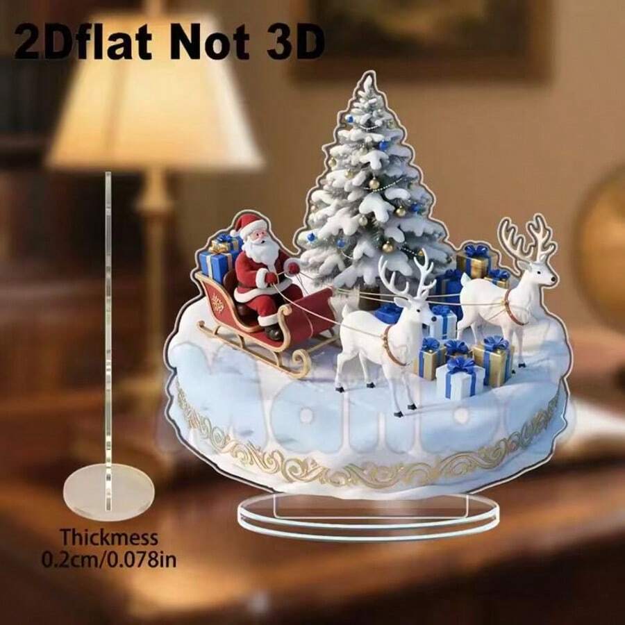 Christmas Reindeer Sleigh Acrylic Hanging Ornament - Suitable For Office - Unique Holiday Gift Idea - Christmas Tree Desktop Decor And Gift - Festive Village Scene With Stand - Indoor And Outdoor Universal Decoration - Perfect For Christmas - A - View 1