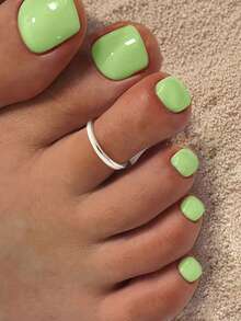 1pc 925 Sterling Silver Delicate Minimalist Polished Toe Ring, Adjustable, Suitable For Summer Beach Wear - Smooth Open Toe Ring - View 2