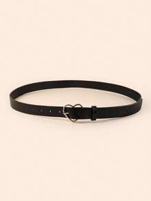 1pc Gold Heart Buckle Belt For Boys, Girls, Teens - Black - View 5