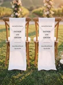 1pc Custom Text Reserved From Heaven Wedding Chair Sash, Personalized Memorial Reserved Seat Sash For Deceased Loved Ones, Wedding Chair Decoration - Multicolor - View 2