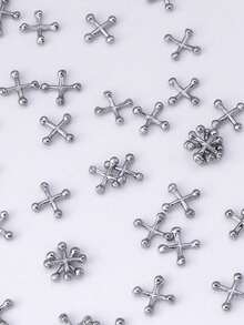 20-Piece Alloy Nail Accessories, Simple And Versatile, Punk Style Silver XX Cross Nail Decorations, X-Shaped Nail Embellishments, Beauty Accessories, DIY Decorations For Square Nails And Long Pointed Nails - Multicolor - View 10