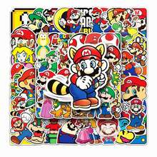 SUPER MARIO BROS. 1set/53pcs Vibrant Game Themed Graffiti Stickers, Assorted Vivid Patterns. Works Great On Notebooks, Bicycles, Cups And Electric Vehicles. Waterproof Decorative Decals, Ideal Gift Choice For Children And Game Fans.(Stochastic Style) - Multicolor - View 6