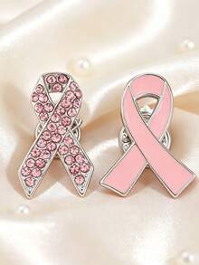 1/2/3/15pcs Pink AIDS Awareness Ribbon Charity Badge, Soft Pink Heart Ribbon, AIDS Awareness Badge - Multicolor - View 14