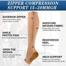 Copper Fiber Mid-Calf Open Toe Elastic Compression Socks 20-30mmHg Compression Level For Men And Women Suitable For Yoga Pilates Home Sports Fitness - Multicolor - View 5