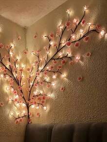 LED Cherry Blossom Branch Wall Lamp, 8 Lighting Modes, Cherry Blossom Vine Light, Soft Willow Branch Design, Floral Wall Decor, Suitable For Bedroom, Home, Spring Decoration - Cherry Blossom Rattan - View 9