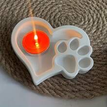 Heart-Shaped Cat Paw Storage Tray Mold, Resin Epoxy Mold, Plaster Storage Tray Mold, Aromatherapy Candle Holder Silicone Mold, Soft Tear-Resistant Silicone Material, Smooth Demolding, Suitable For Handmade DIY, Making Desktop Decor, Jewelry Storage Crafts - Multicolor - View 9