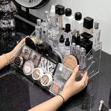 1pc Cosmetic Storage Rack, Desktop Style, Eyeshadow Palette, Powder, Cushion, Lipstick, Perfume, Multi-Layer Transparent Nail Polish Display Stand - Clear - View 6
