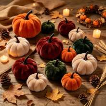 8Pcs/Set Halloween Artificial Pumpkin Decor, Includes 3.27" And 2.05" Sizes, With Orange, Brown, Green And Beige Artificial Pumpkins, Suitable For Autumn Harvest Festival/Thanksgiving, Halloween, Table And Desktop Decoration - Multiple Styles - View 1