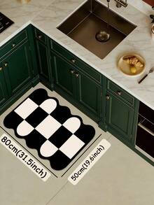 SANJIANGDI 1pc Exotic Wave Lace Plaid Pattern Kitchen Mat, 3.5mm Soft Rubber Material, Absorbent And Easy To Clean, Suitable For Hallway, Bathroom, Living Room, Outdoor Door Mat And Toilet, All Year Round, Suitable For Various Holidays - Multicolor - View 14