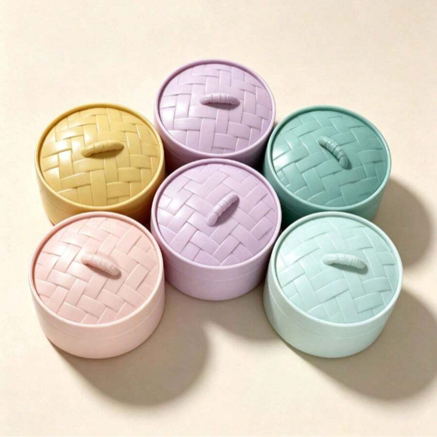 6/12/20pcs Colorful Round Simulated Cage-Shaped Storage Boxes With Woven Lids, Suitable For Organizing Various Small Items Including Hair Accessories, Beads And Office Supplies, Birthday And Holiday Gifts, Toy Display Boxes (Random Color) - Random Color - View 1