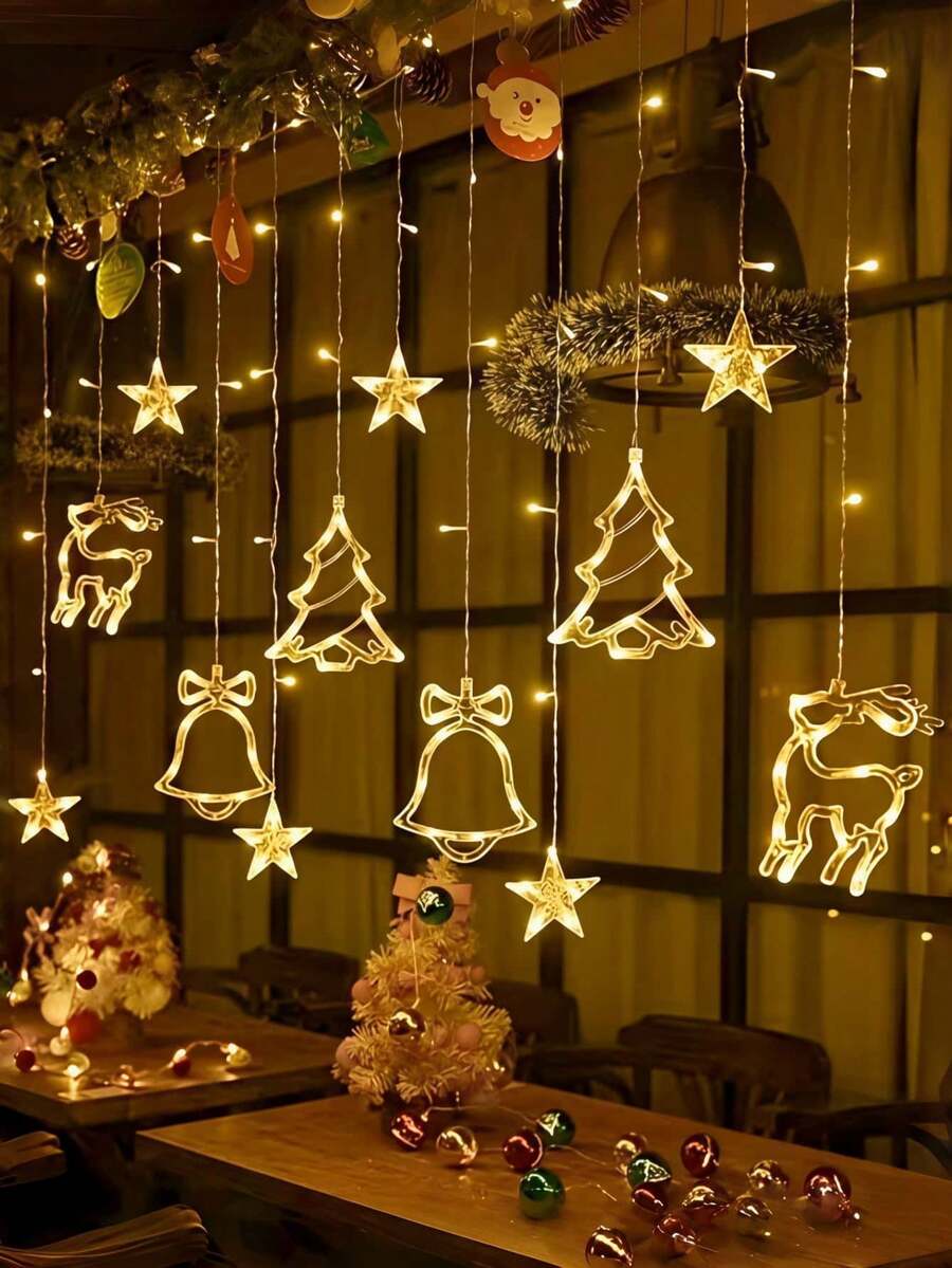 USB Powered LED Multicolor Curtain String Lights, Controllable Color Changing Lights, Suitable For Windows, Walls, Christmas Tree Decoration, Plug And Play Hanging Lights, Suitable For Home Parties, Plastic Cable