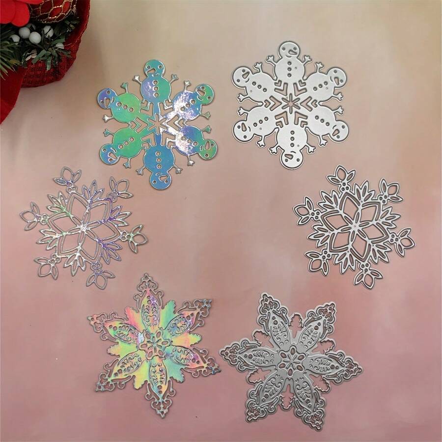 1pc Christmas Snowflake, Snowman Metal Cutting Die Template - Suitable For Christmas Scrapbooking Supplies, Applicable For Scrapbooks, Invitations, Cards, Photo Albums