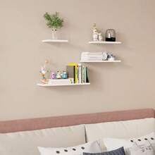 Single-Tier Wall Shelf, Creative Wall Storage Rack, Living Room Background Wall Decor, Wall-Mounted Shelf - White - View 5