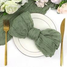 48 Pack Sage Green Cheesecloth Napkins,Gauze Dinner Napkins, Soft Wrinkled Washable Reusable Boho Rustic Cloth Napkins Bulk For Wedding, Party, Birthday, Thanksgiving, Banquet, Garden Party, Farmhouse Dining, Holiday Table Setting And Home Decor - Green - View 5