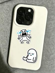 somoving 50pcs Minimalist FigureMeme Mood Stickers, Black & White Minimalist Cartoon Expressions With Blue Accents, Popular Reaction Stickers, Suitable For Laptop, Phone Case And Social Media Atmosphere, Fun DIY Sticker Gift, Can Be Applied To Notebook, Water Bottle, Phone - Multicolor - View 5