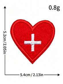 5Pcs/10Pcs Red Heart Cross Embroidered Patch Iron On Sew On Love Applique For Clothing Jacket Backpack DIY Decor - Red Heart - View 5