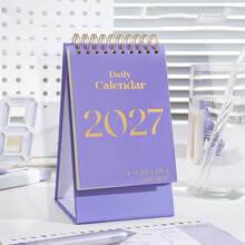 1件 2026-2027新款極簡創意桌面迷你月曆，三角底座，桌面放置穩固，加厚硬卡紙內頁，不滲墨書寫，加大雙金屬線圈，翻頁順暢不卡頓，中高中考試備忘倒數計畫表，月曆年曆，辦公室裝飾，禮物，獎品，辦公用品，學校用品 - 彩色 - 查看 19