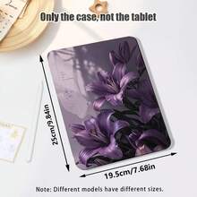 紫色百合花紋彩繪效果平板保護殼，內置筆槽，附支架，適用於 Honor 8/9/10/X8/X8A/X9/X8Pro/X9Pro 及其他機型/ MatePad SE 11 吋/MatePad 11 吋/11.5 吋，MatePad Pro/，Apple 10 代/11 代 2025 (A16)，Galaxy Tab A7/A9 及其他熱門機型 - 款式72 - 查看 3