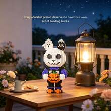 Cute Personalized Pumpkin Skeleton Bear, 1100+ Pieces, Halloween Gift, Creative Room Decor, Desktop Ornament, Birthday Gift, Christmas Gift, Best Friend Gift, Couple Gift, New Year Gift, Suitable For Everyone - Multicolor - View 4
