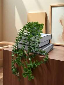 1pc Artificial Eucalyptus Hanging Vine Plant, Home Decor Desktop Office Potted Plant - Green - View 1