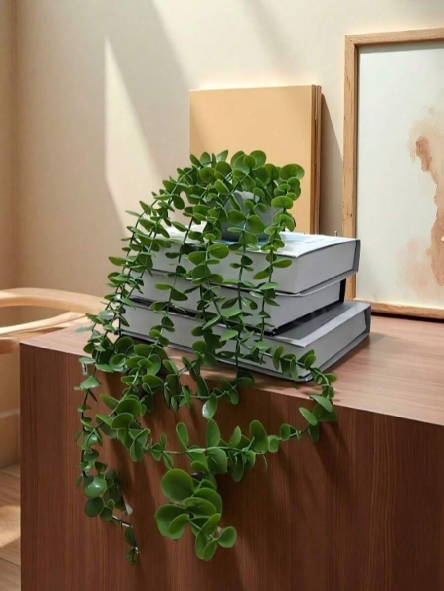 1pc Artificial Eucalyptus Hanging Vine Plant, Home Decor Desktop Office Potted Plant - Green - View 1