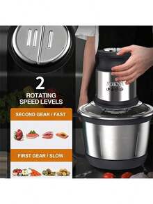 SOKANY 7027 Electric Meat Grinder, Multi-Function Food Chopper For Home Use, 3L Large Capacity, 800W High Power, 2-Speed Control, Double-Layer Blades, Stainless Steel Material, Detachable And Easy To Clean, Suitable For Meat/Garlic/Fruit - Silver - View 4