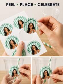 Custom Photo Face Cutout Birthday Stickers, Personalized Name And Age Party Labels, Round Picture Decals For Cups And Birthday Celebrations, Kids Party Favor Stickers, Custom Photo Labels For Sons, Daughters, Family, Friends And Birthday Guests - Multi-color - View 8