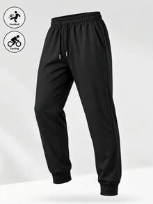 Men's Four-Season Casual Trousers With Drawstring At Waist And Side Pockets Are Suitable For Outdoor Sports And Daily Wear. - Black - View 3