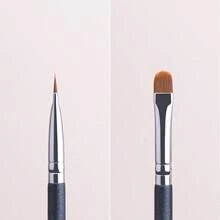 1pc Ultra-Thin Flat Round Concealer Brush, Precise Foundation Concealer Makeup Tool - Black - View 3