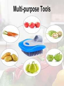 1pc Multifunctional Vegetable Brush, Potato Cleaning Brush, Kitchen Fruit And Vegetable Cleaning Brush, Suitable For Carrots, Tomatoes, Apples And More, Kitchen Sieve Cleaning Brush, Descaling Cleaning Brush, Essential Kitchen Tool - Multicolor - View 6