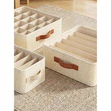 Foldable Fabric Underwear Storage Box With Handle Divider Sock Bra Closet Organizer - Multicolor - View 3